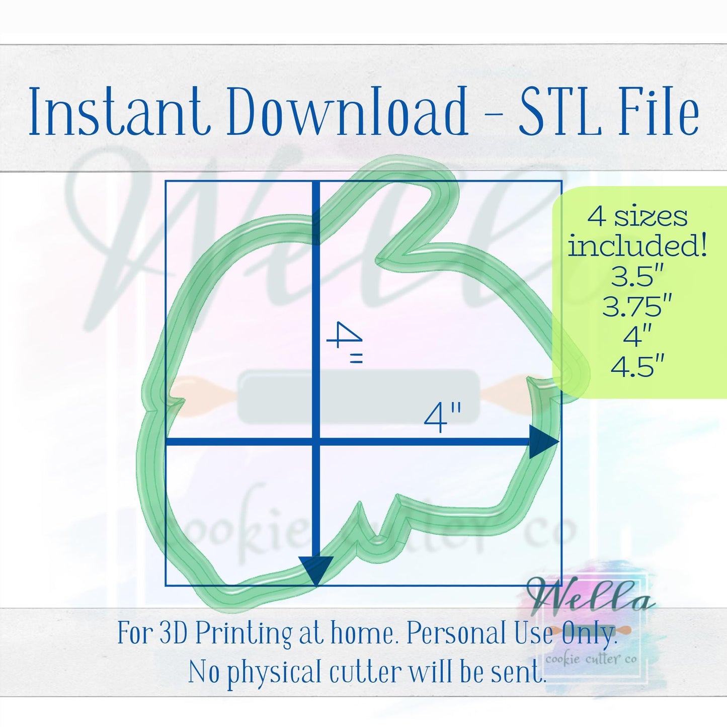 Digital STL File - Lemon Branch Cookie Cutter - 4 Sizes Included 3.5", 3.75", 4", & 4.5"