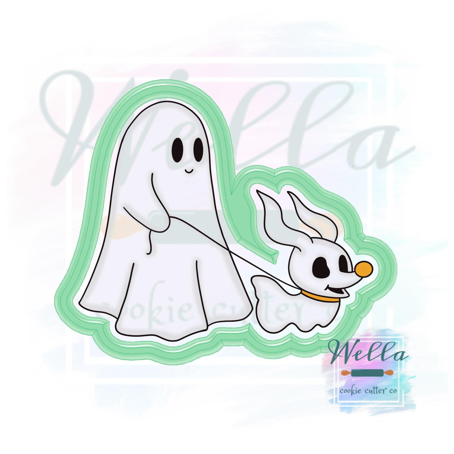 Ghost Walking Ghost Dog #2 Cookie Cutter with Optional Stencil