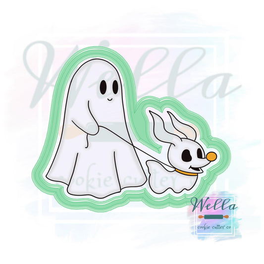 Ghost Walking Ghost Dog #2 Cookie Cutter with Optional Stencil