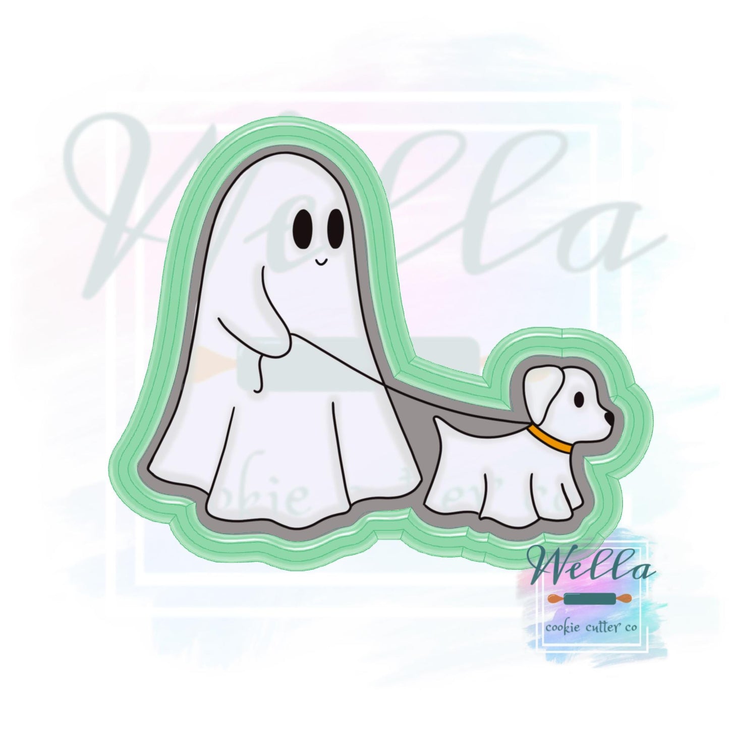 Ghost Walking Ghost Dog #1 Cookie Cutter with Optional Stencil