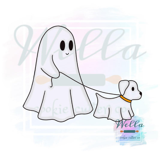 Ghost Walking Ghost Dog #1 Cookie Cutter with Optional Stencil