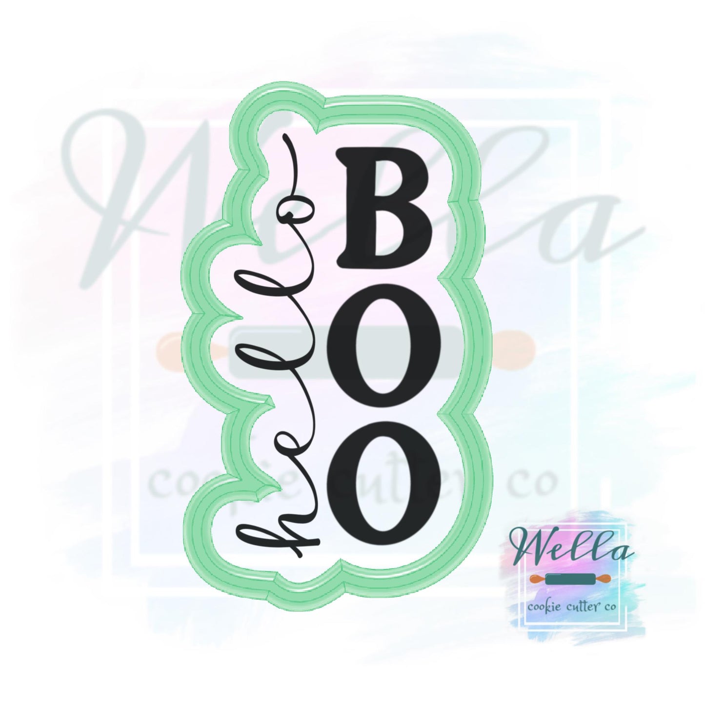 hello BOO Text Cookie Cutter with Optional Stencil, Halloween Cookie Cutter