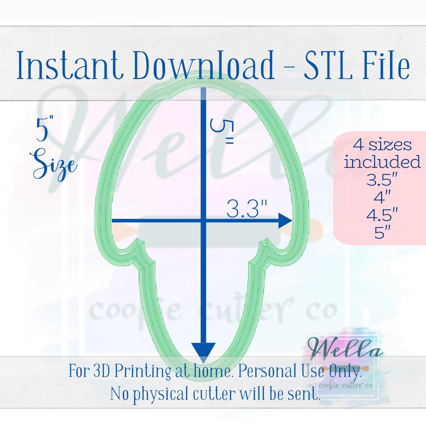 Digital STL File - Bunny Ragdoll #1 Cookie Cutter - 4 Sizes Included 3.5", 4", 4.5" & 5"