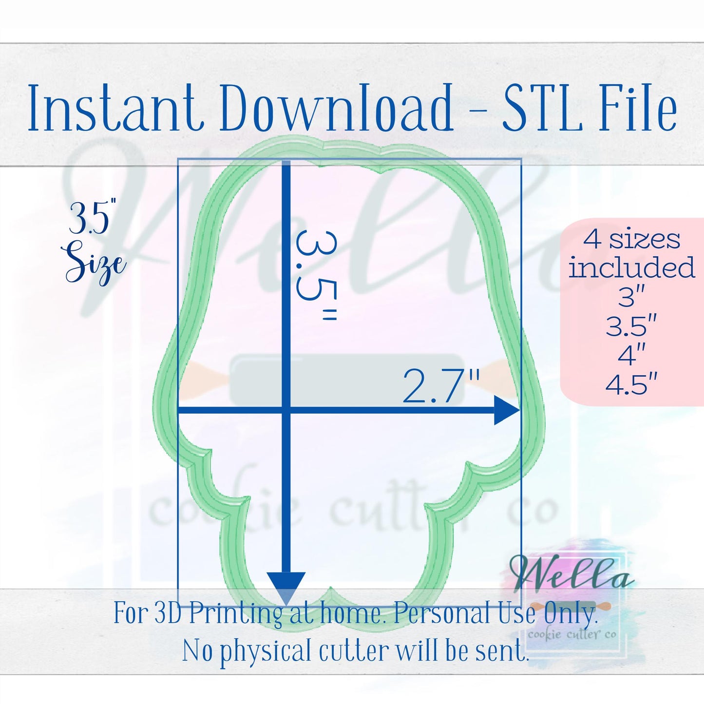 Digital STL File - Bunny Ragdoll #2 Cookie Cutter - 4 Sizes Included 3", 3.5", 4", 4.5"