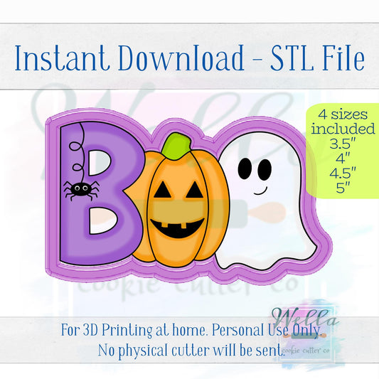 Digital STL File - Boo #1 Cookie Cutter - 4 Sizes: 3.5", 4", 4.5" and 5"