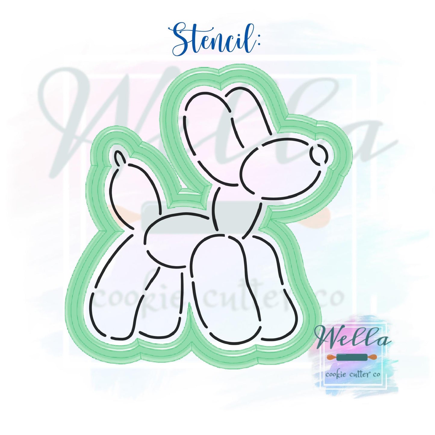Balloon Dog Cookie Cutter with Optional Stencil