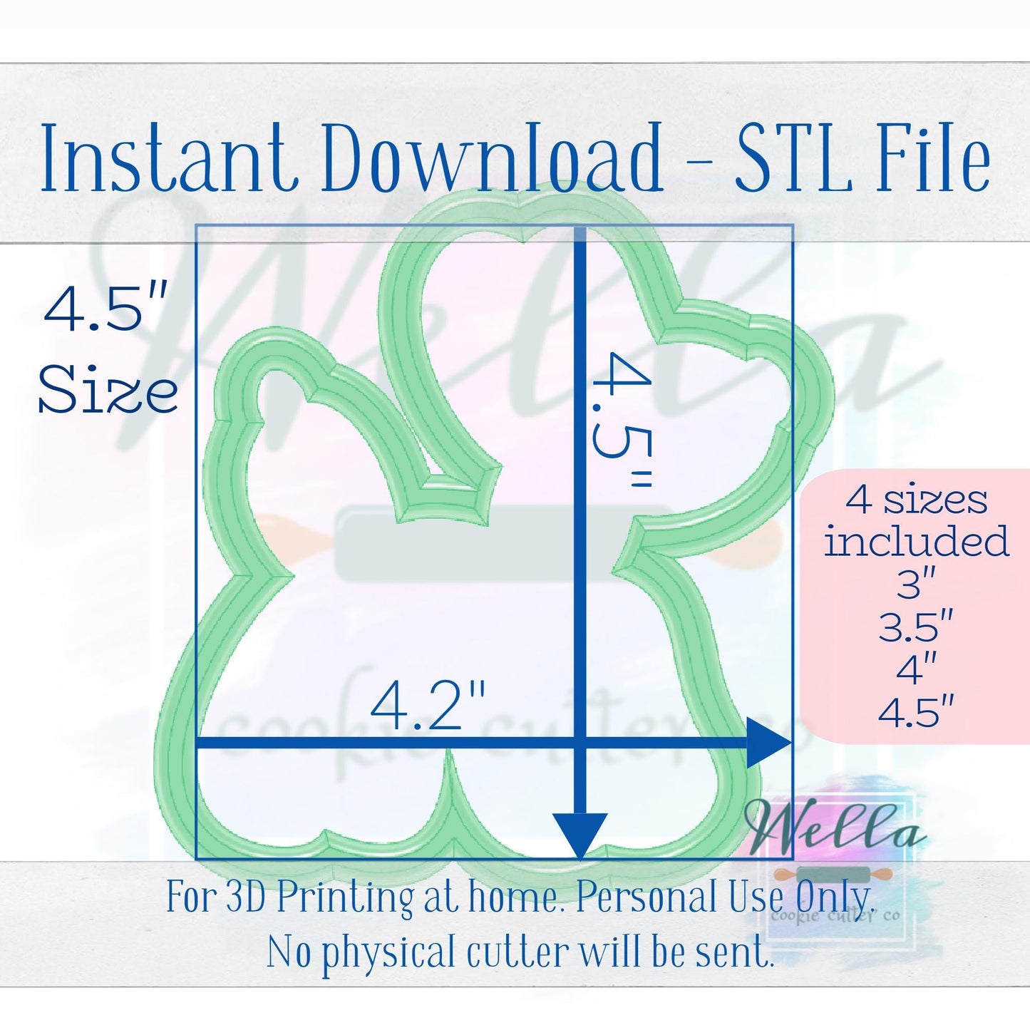 Digital STL File - Balloon Dog Cookie Cutter - 4 Sizes Included, 3", 3.5", 4" & 4.5"