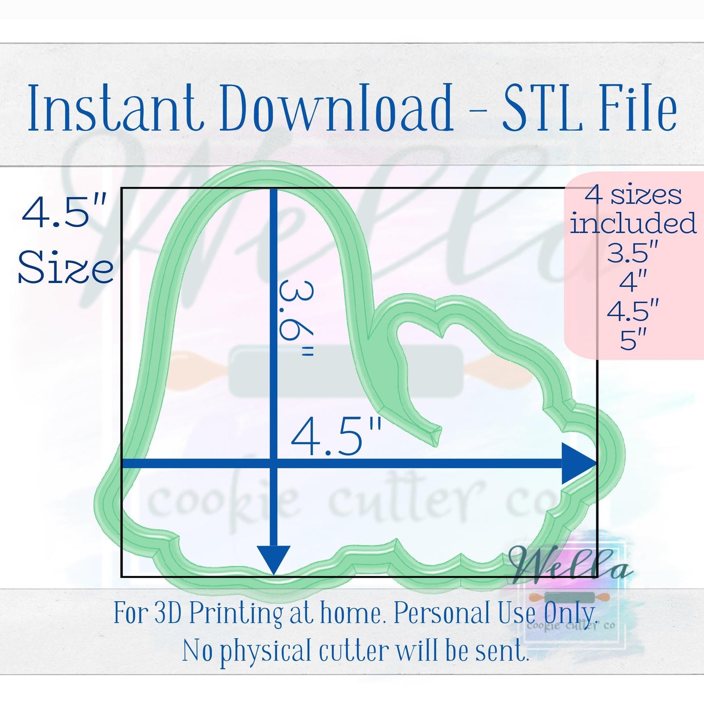 Digital STL File - Ghost Walking Ghost Dog #2 Cookie Cutter - 4 Sizes Included - High Resolution PNG