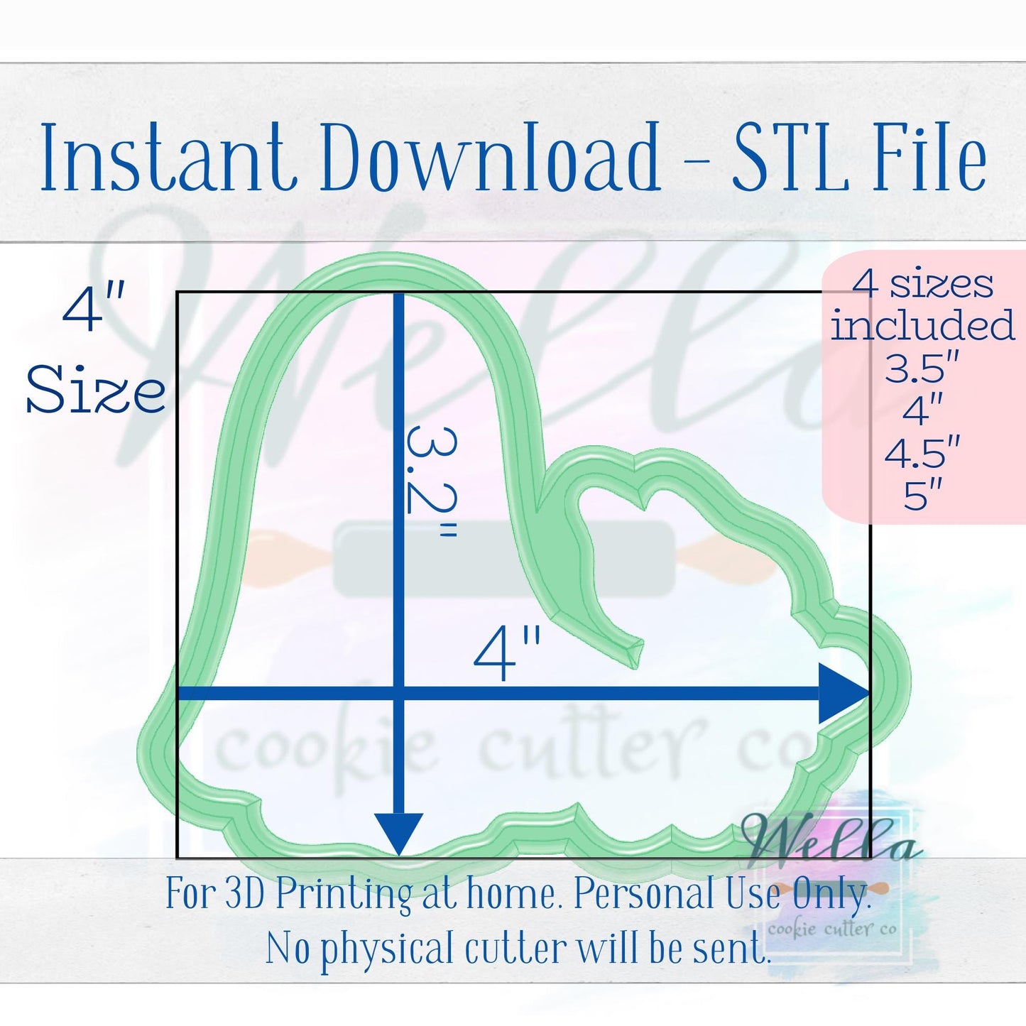 Digital STL File - Ghost Walking Ghost Dog #2 Cookie Cutter - 4 Sizes Included - High Resolution PNG