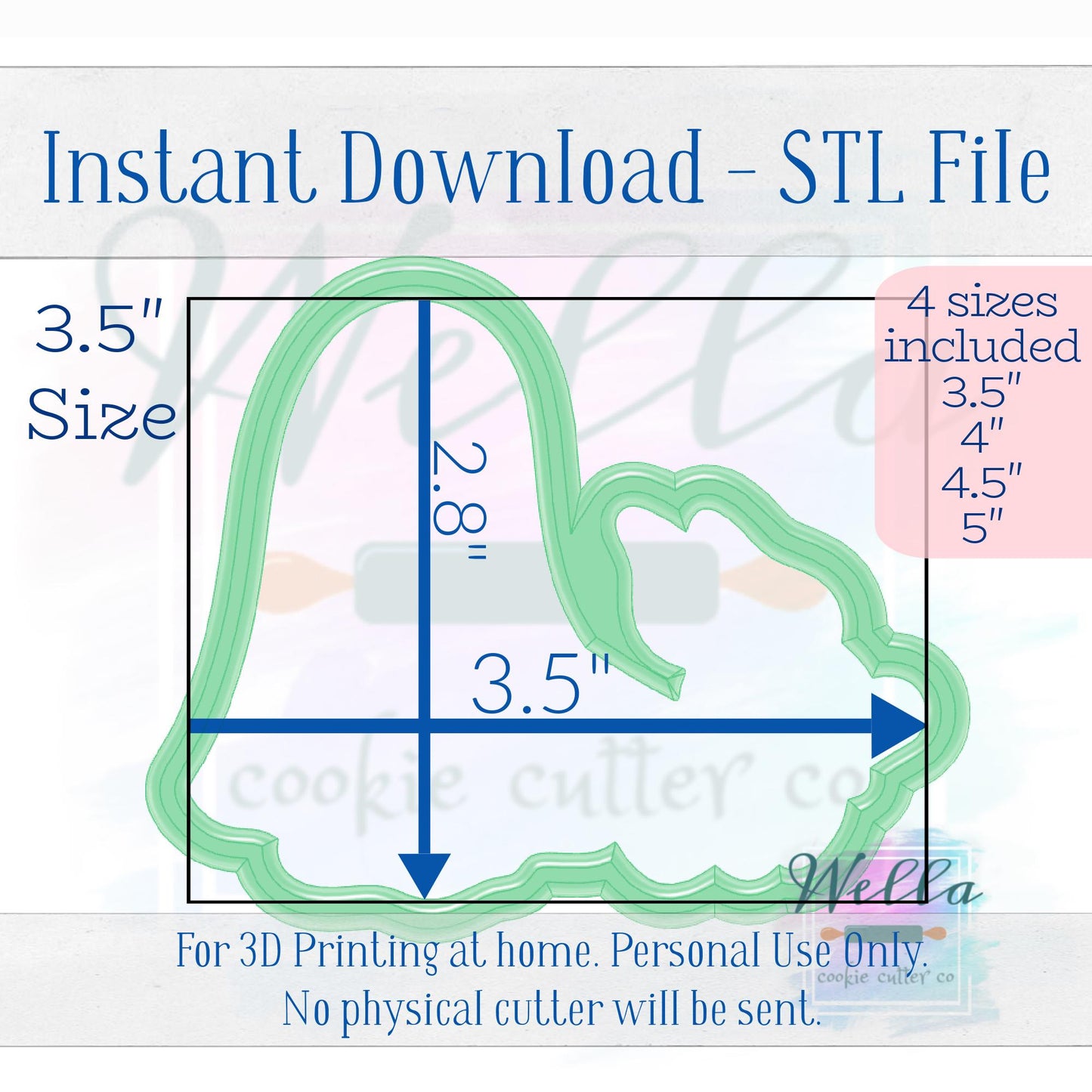 Digital STL File - Ghost Walking Ghost Dog #2 Cookie Cutter - 4 Sizes Included - High Resolution PNG