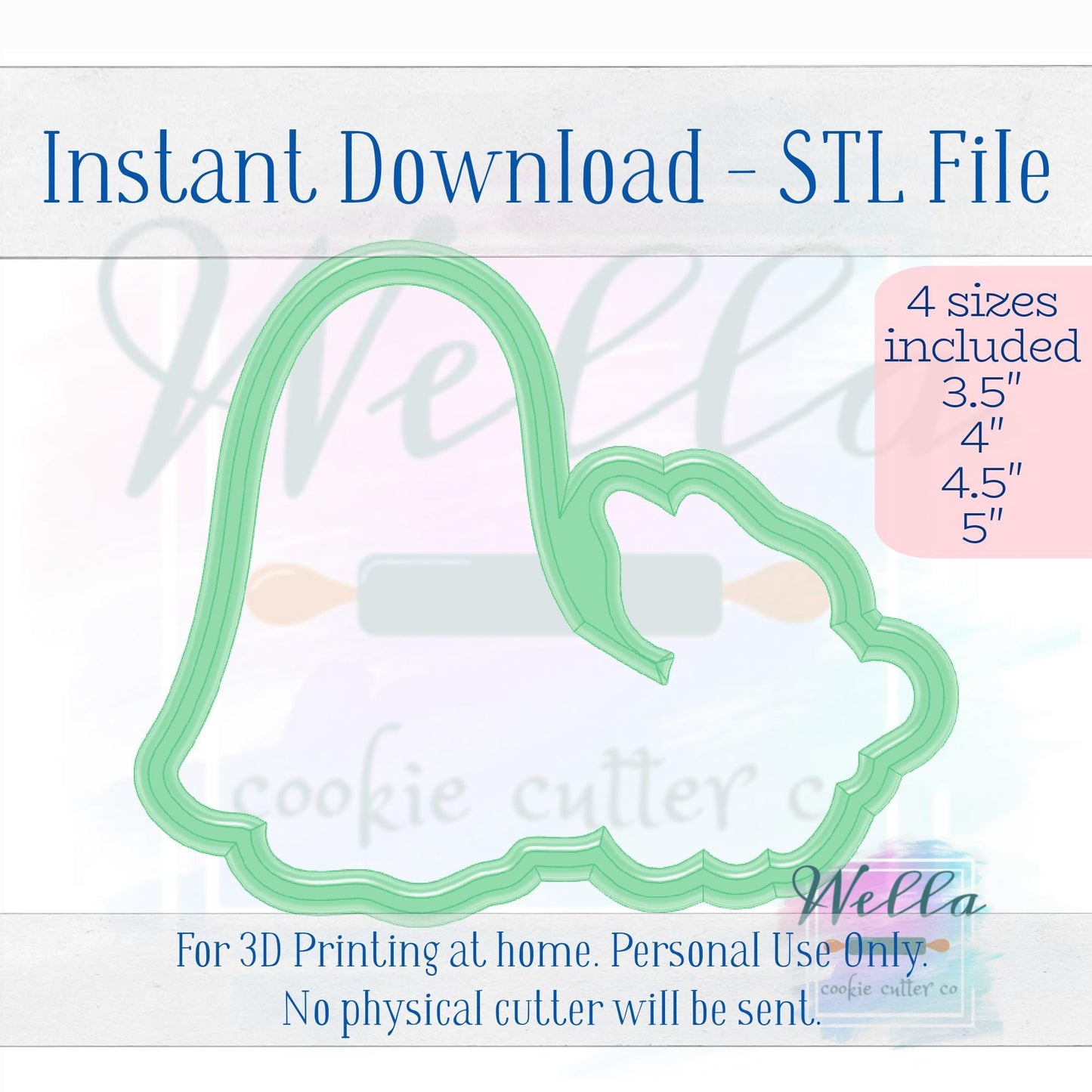 Digital STL File - Ghost Walking Ghost Dog #2 Cookie Cutter - 4 Sizes Included - High Resolution PNG