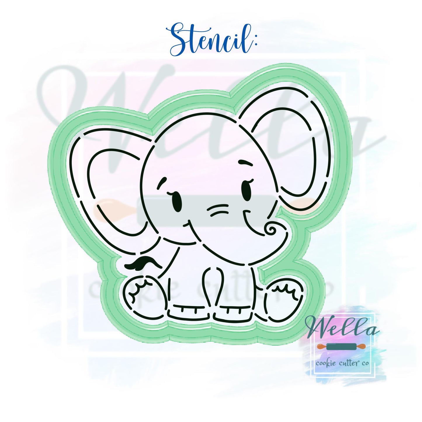 Elephant Cookie Cutter with Optional Stencil Guide