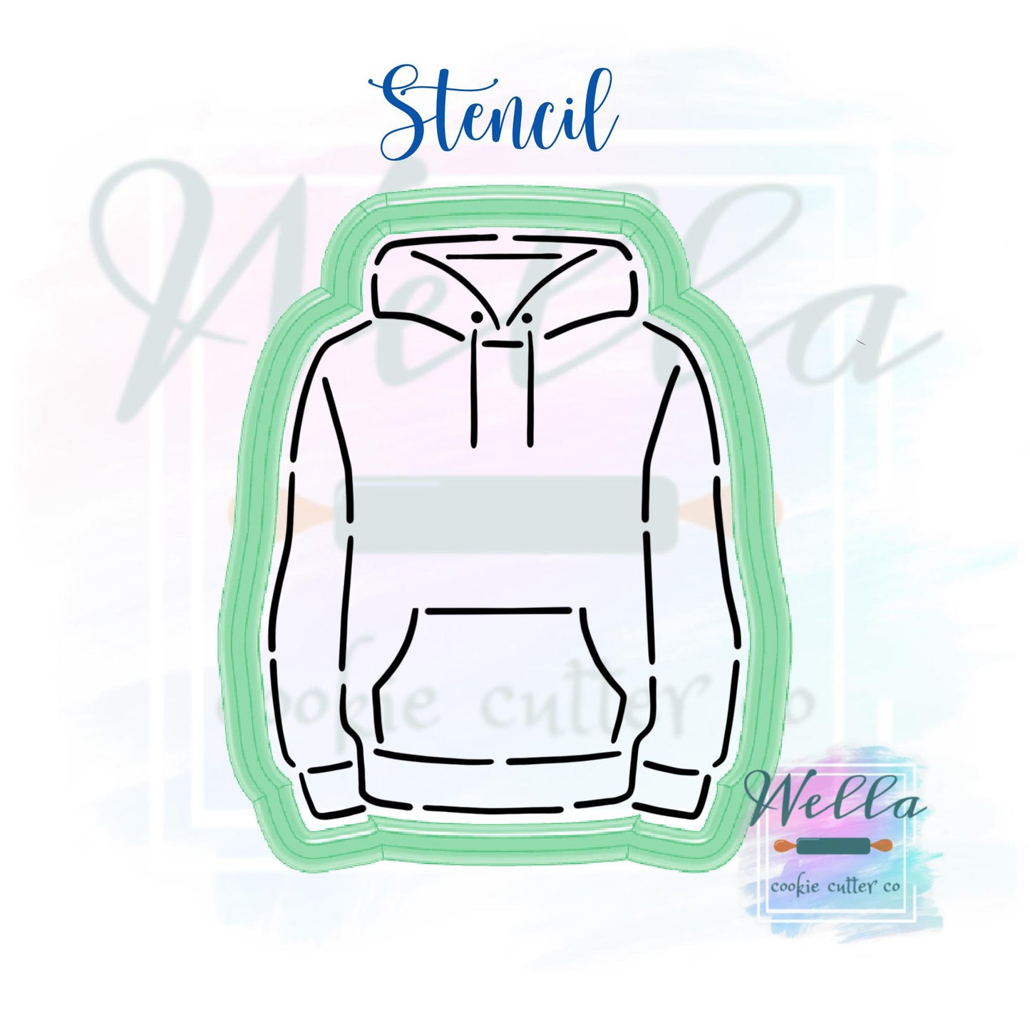 Hoodie Sweatshirt Cookie Cutter with Optional Stencil