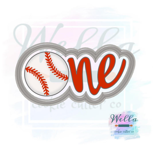 Baseball One Cursive Cookie Cutter with Optional Stencil