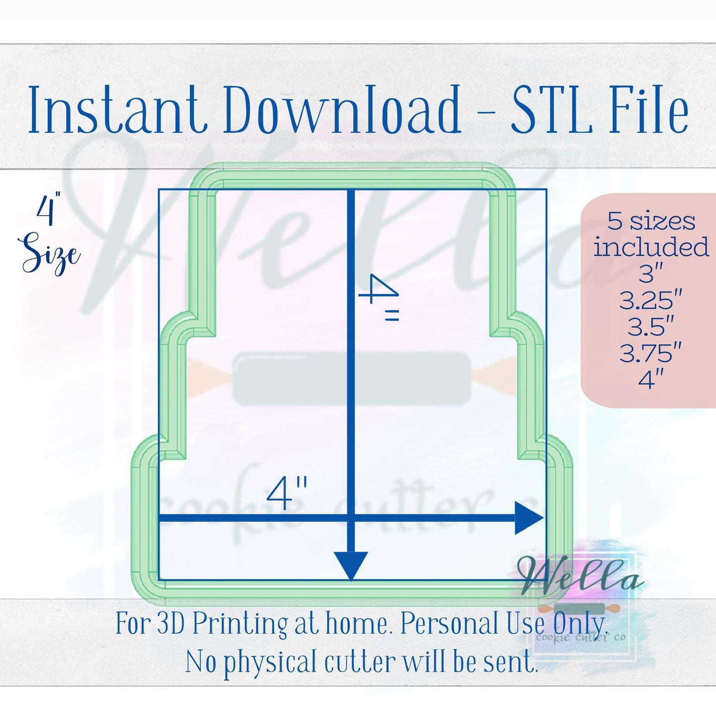 Digital STL File - Stacked Suitcases Cookie Cutter - 5 Sizes Included