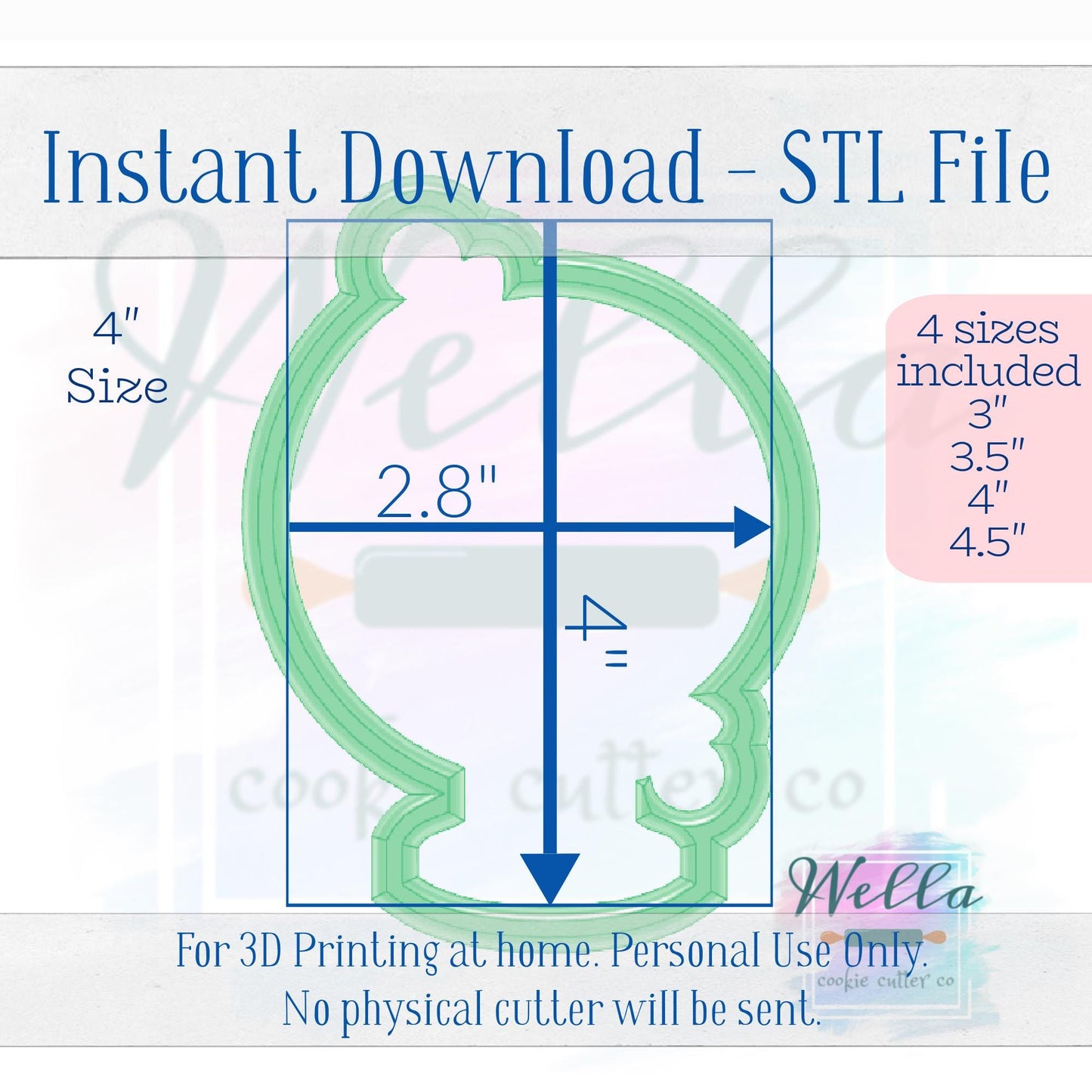 Digital STL File - Globe Cookie Cutter - 4 Sizes Included; 3", 3.5", 4" & 4.5"