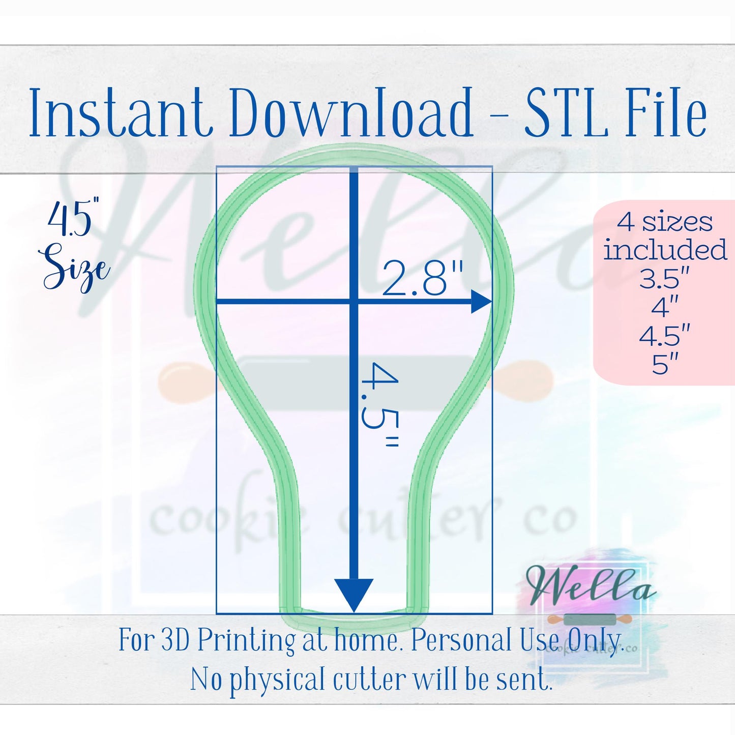 Digital STL File - Hot Air Balloon Cookie Cutter - 4 Sizes Included; 3.5", 4", 4.5" & 5"