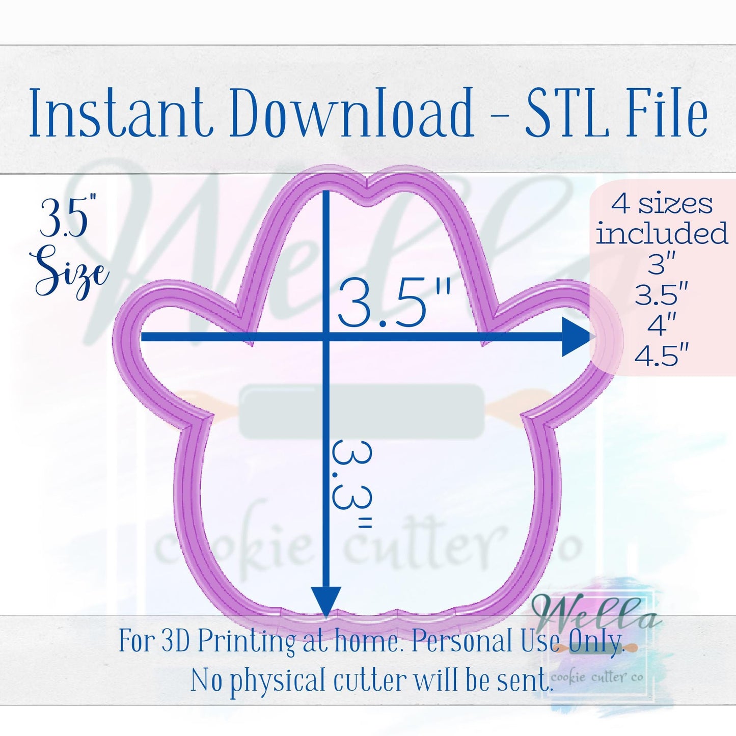 Digital STL File - Cowboy Pumpkin Cookie Cutter - 4 Sizes Included 3", 3.5", 4" & 4.5"