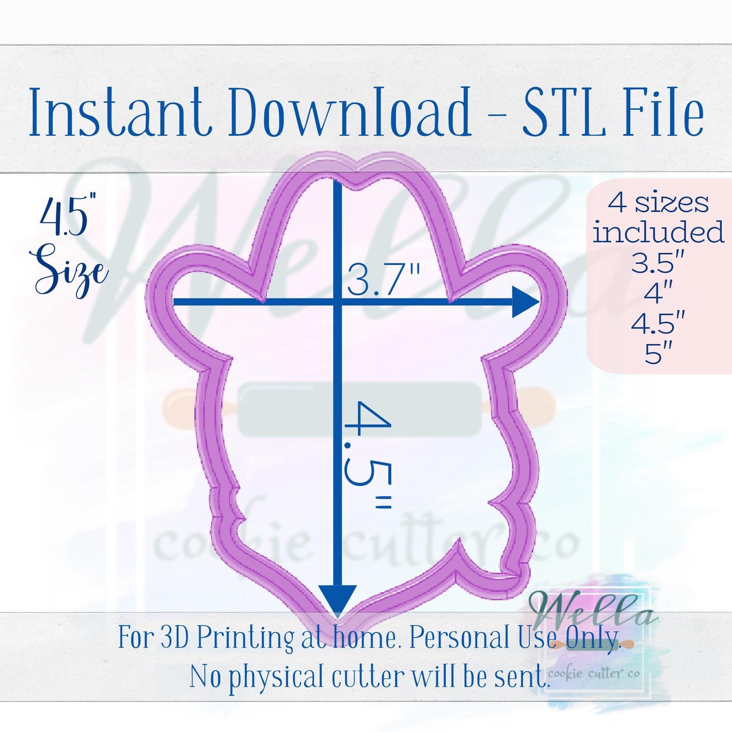 Digital STL File - Cowboy Pumpkin with Bandana Cookie Cutter - 4 Sizes Included 3.5", 4", 4.5" & 5"