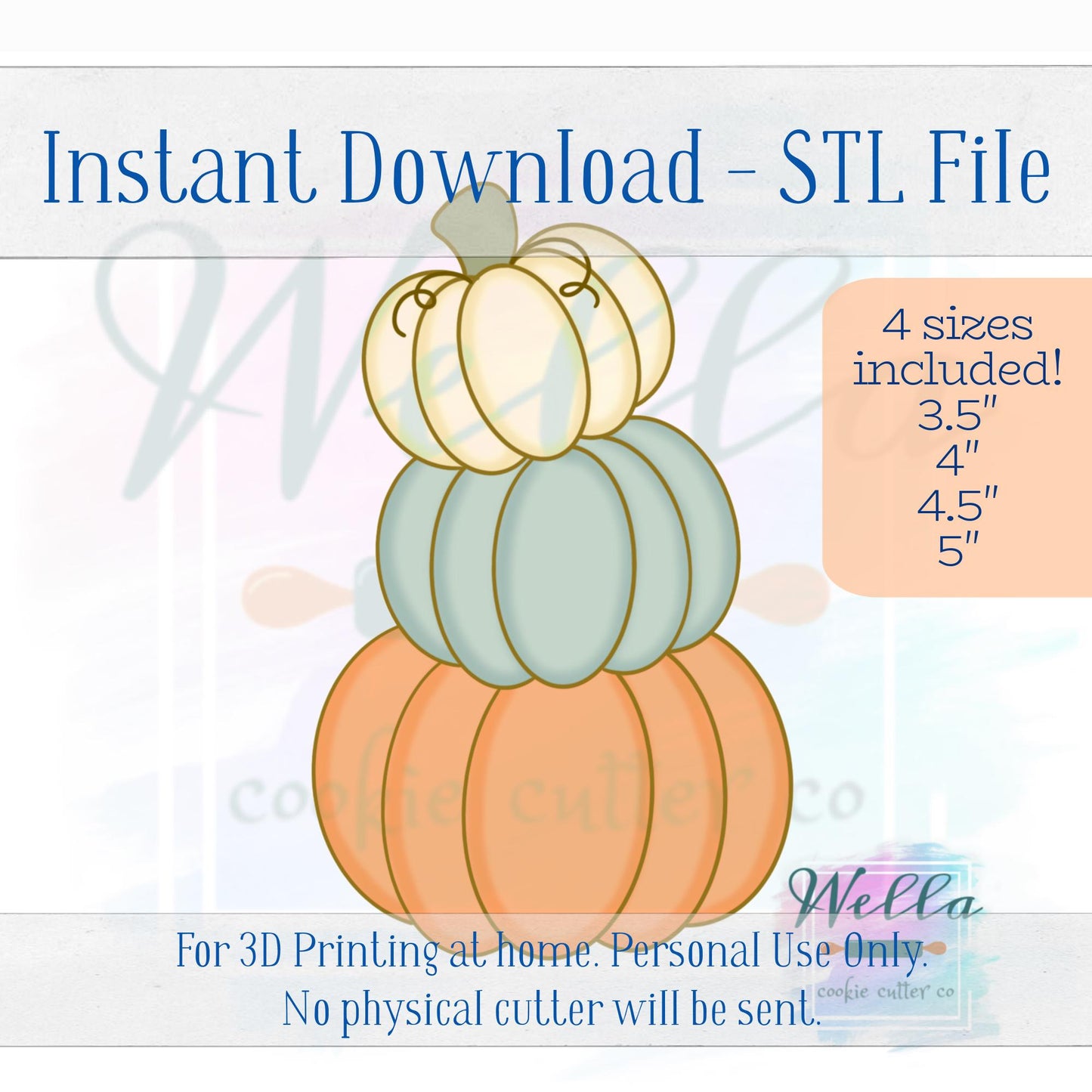 Digital STL File - Pumpkin Tower Cookie Cutter - 4 Sizes Included 3.5", 4", 4.5" & 5"