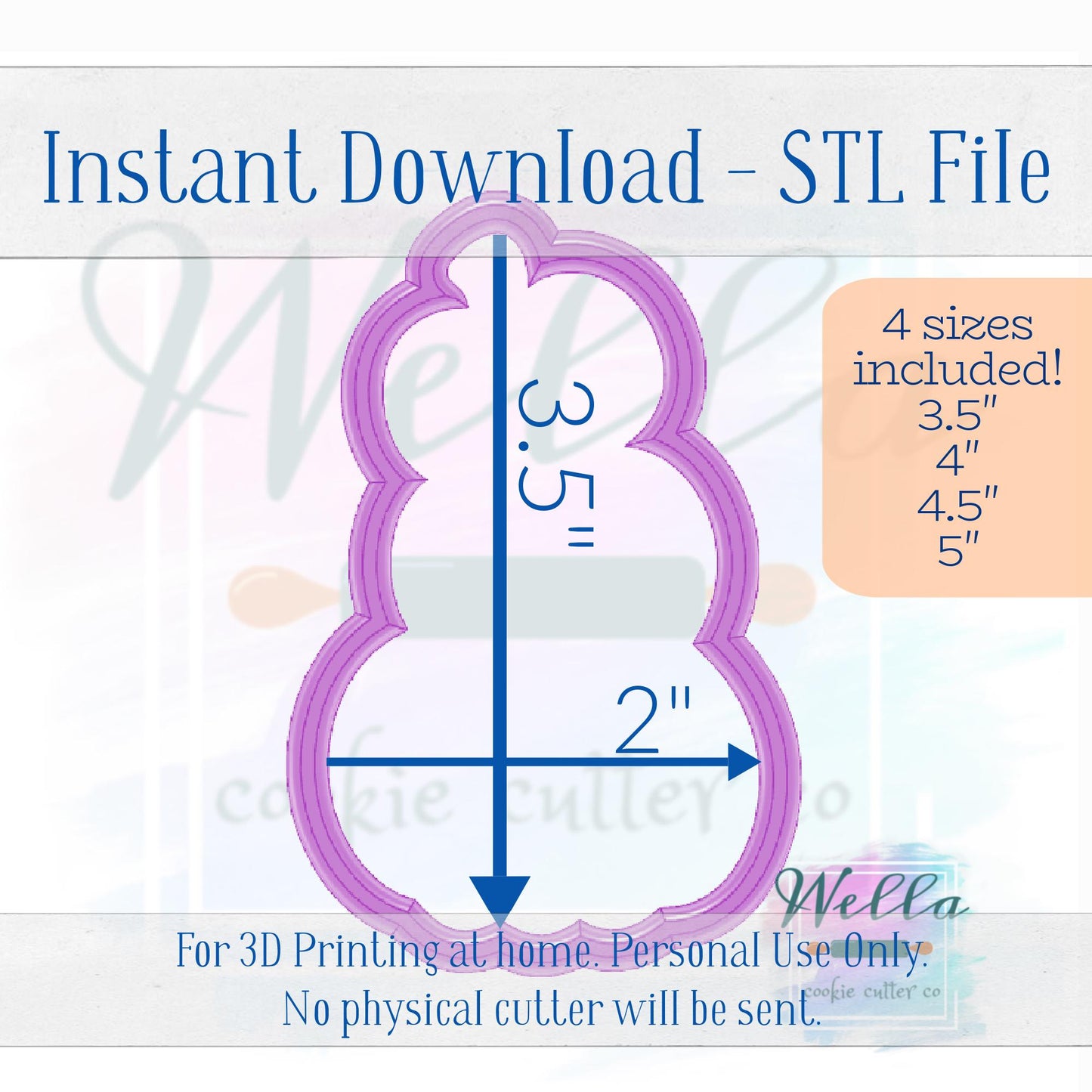 Digital STL File - Pumpkin Tower Cookie Cutter - 4 Sizes Included 3.5", 4", 4.5" & 5"