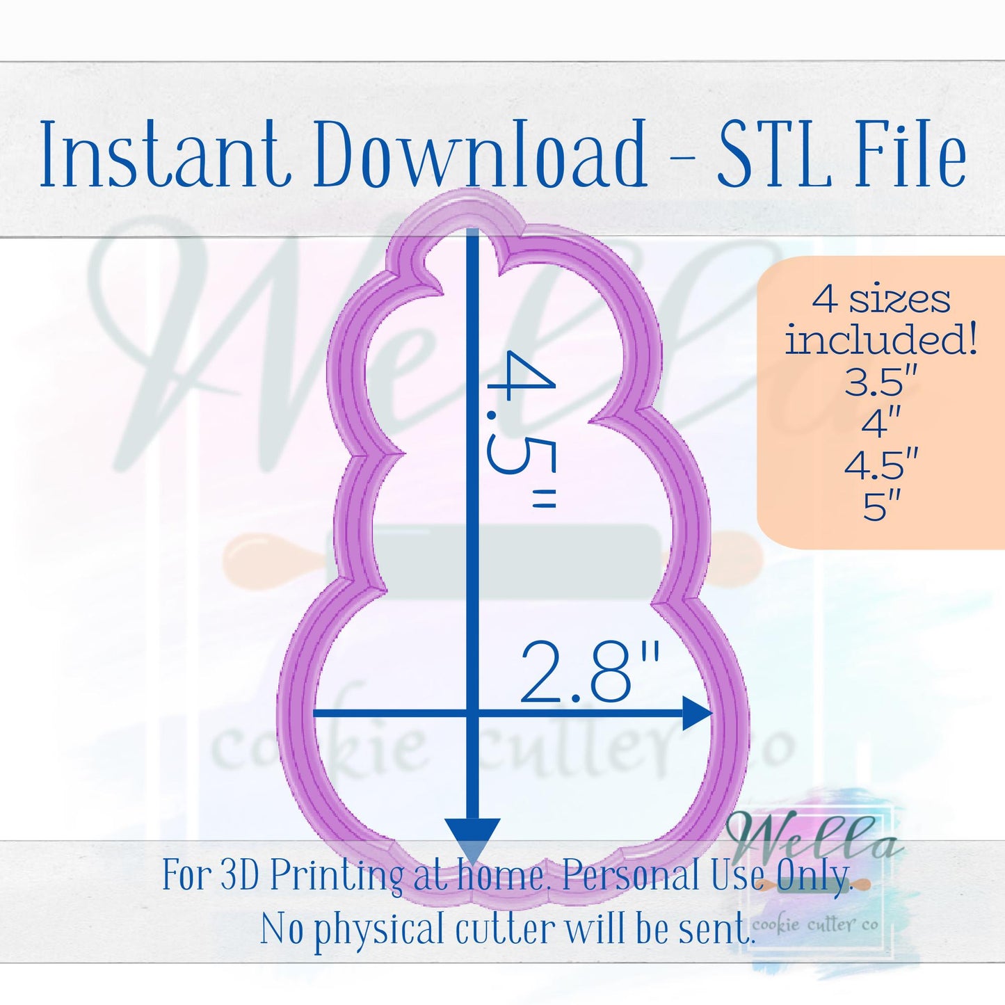 Digital STL File - Pumpkin Tower Cookie Cutter - 4 Sizes Included 3.5", 4", 4.5" & 5"
