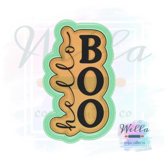 hello BOO Text Cookie Cutter with Optional Stencil, Halloween Cookie Cutter