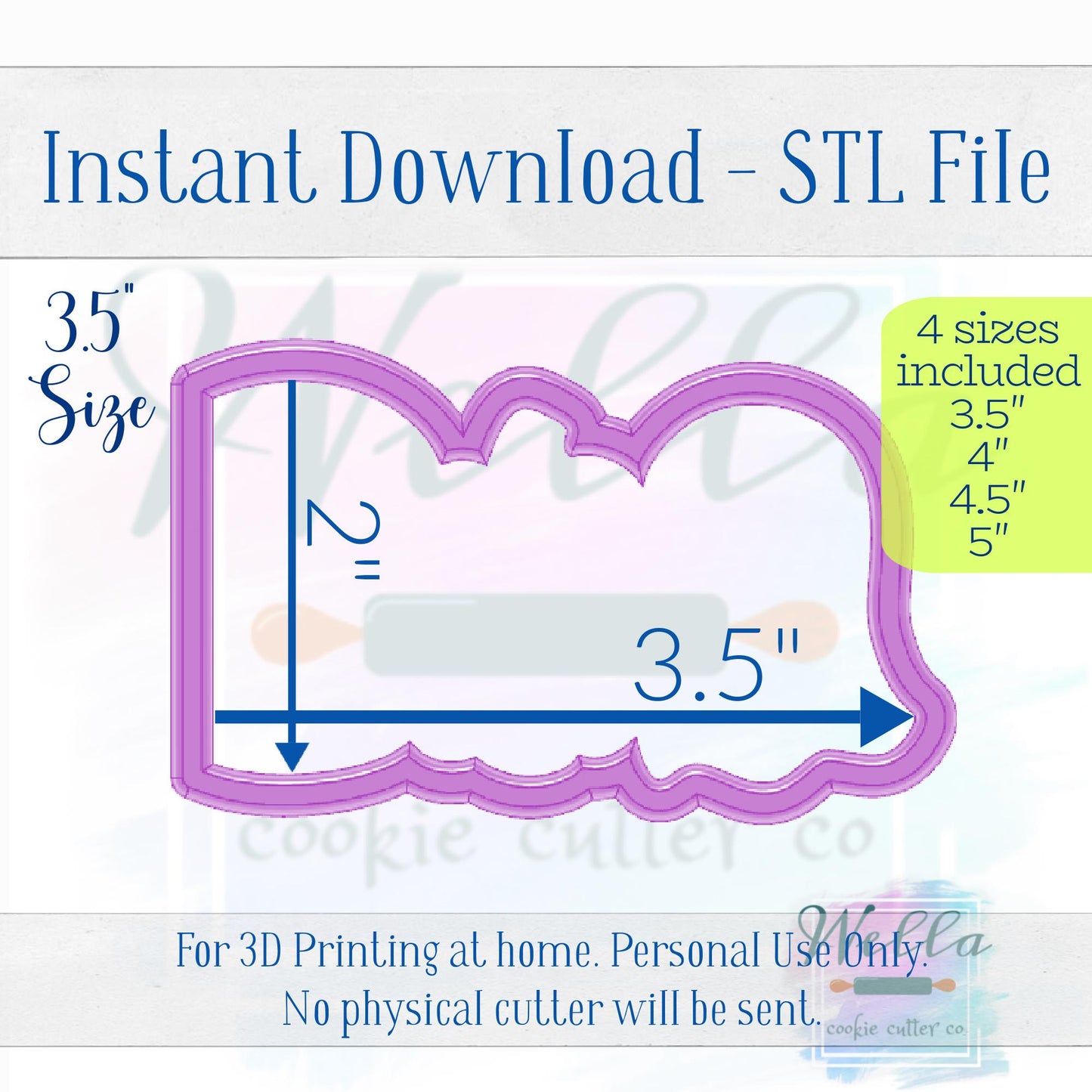 Digital STL File - Boo #1 Cookie Cutter - 4 Sizes: 3.5", 4", 4.5" and 5"
