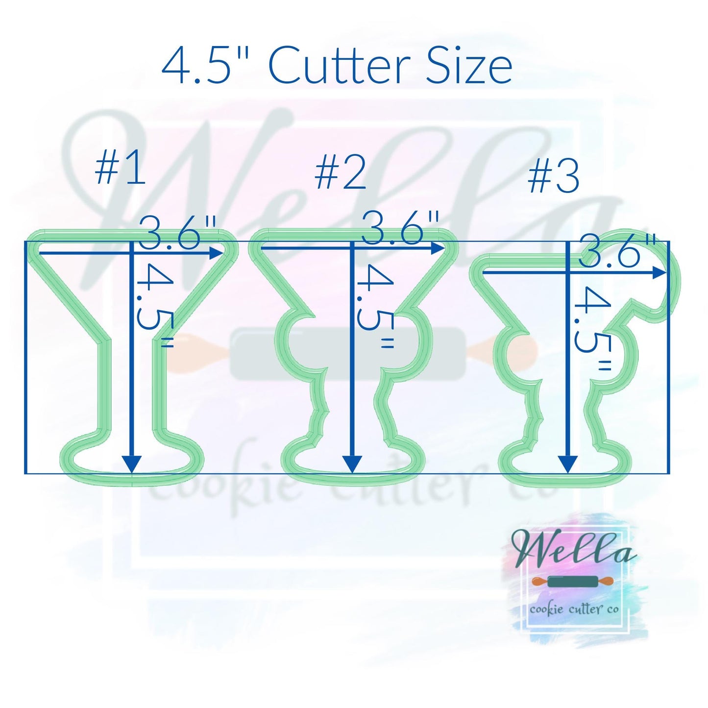 Pink Martini Cookie Cutter with or without Bow - 3 Shape Options