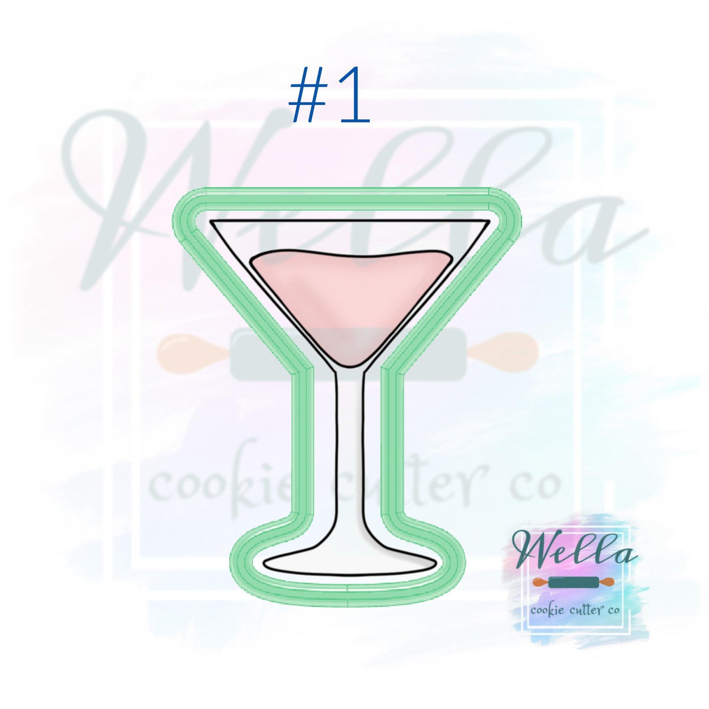 Pink Martini Cookie Cutter with or without Bow - 3 Shape Options