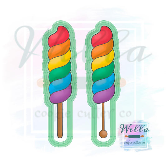 Twirl Lollipop Cookie Cutter with Optional Stencil, Candy Themed Cookie Cutter