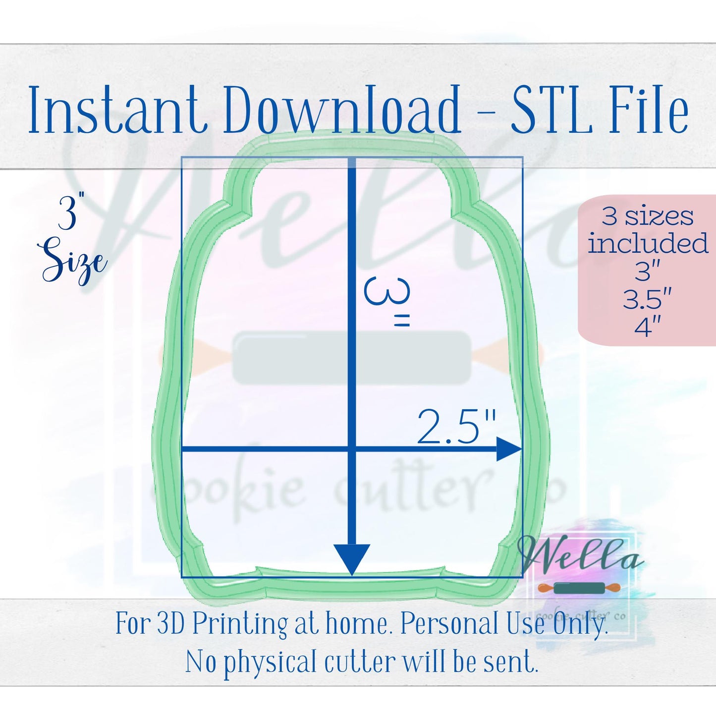 Digital STL File - Hoodie Cookie Cutter - 3 Sizes Included 3", 3.5" & 4"