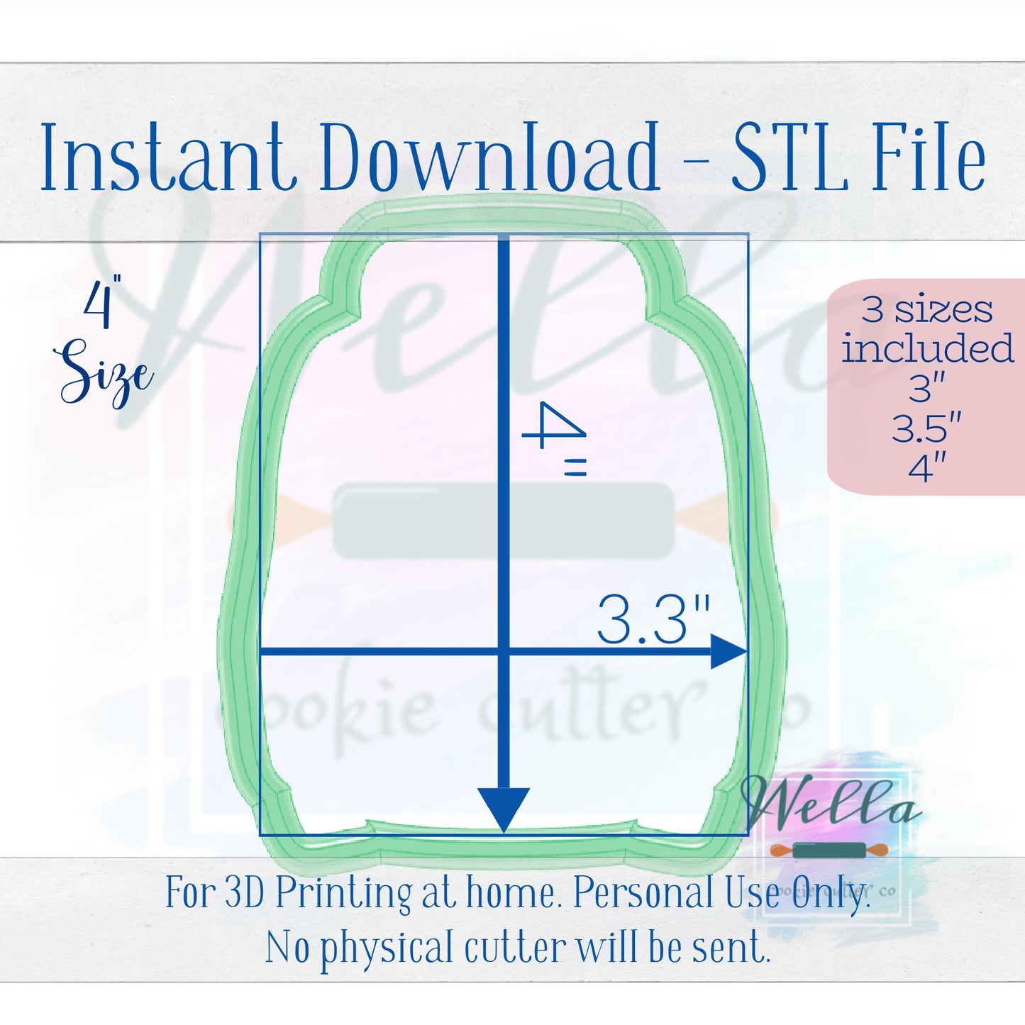 Digital STL File - Hoodie Cookie Cutter - 3 Sizes Included 3", 3.5" & 4"