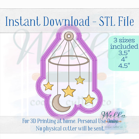 Digital STL File - Baby Mobile Cookie Cutter - 3 Sizes: 3.5", 4" & 4.5"