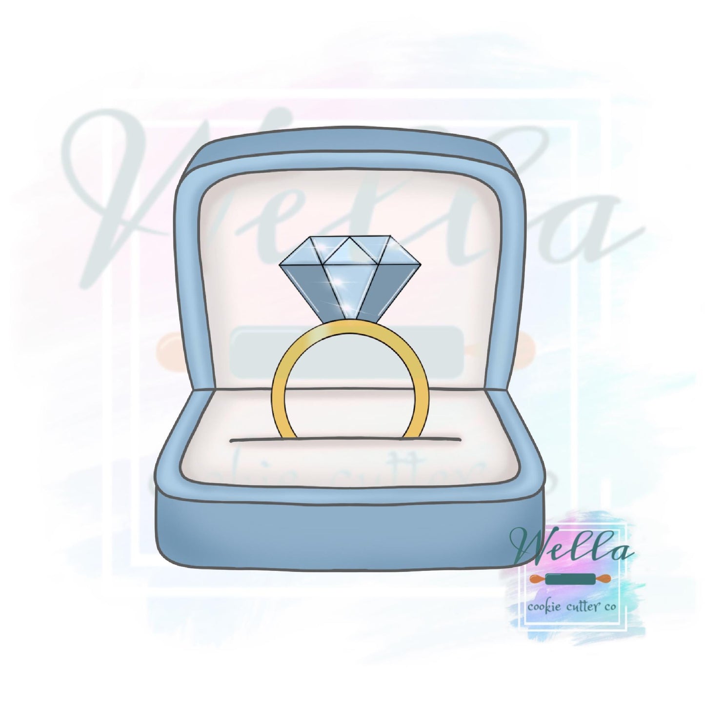 Wedding Ring Box Cookie Cutter - Simple or Floral Option