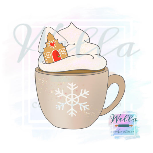 Hot Cocoa Mug with Gingerbread House Cookie Cutter