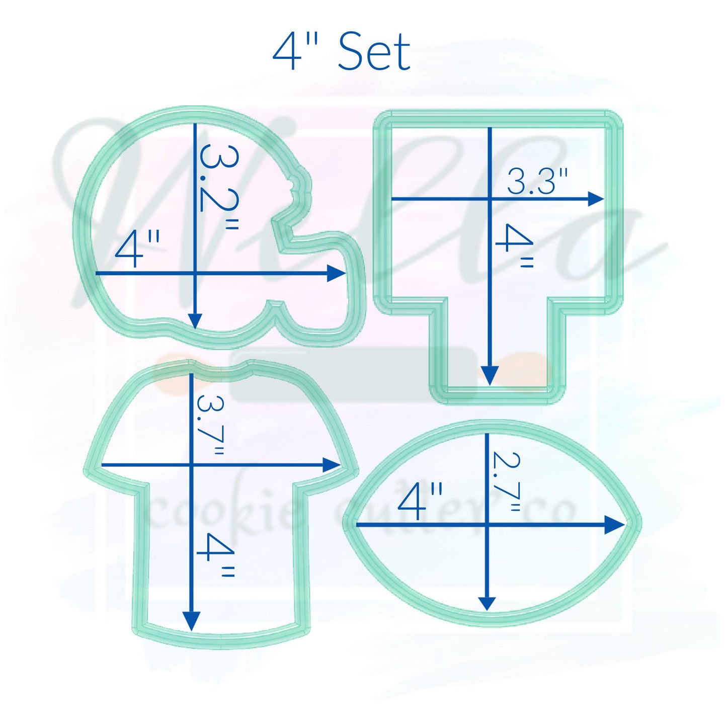 Football Cookie Cutter Set - Set of 4 Cookie Cutters