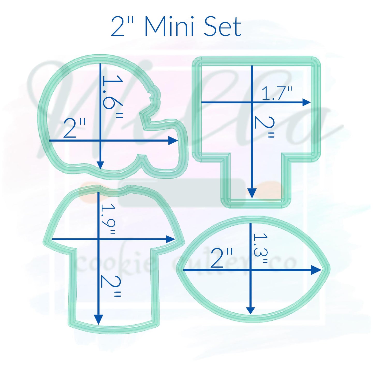 Football Cookie Cutter Set - Set of 4 Cookie Cutters
