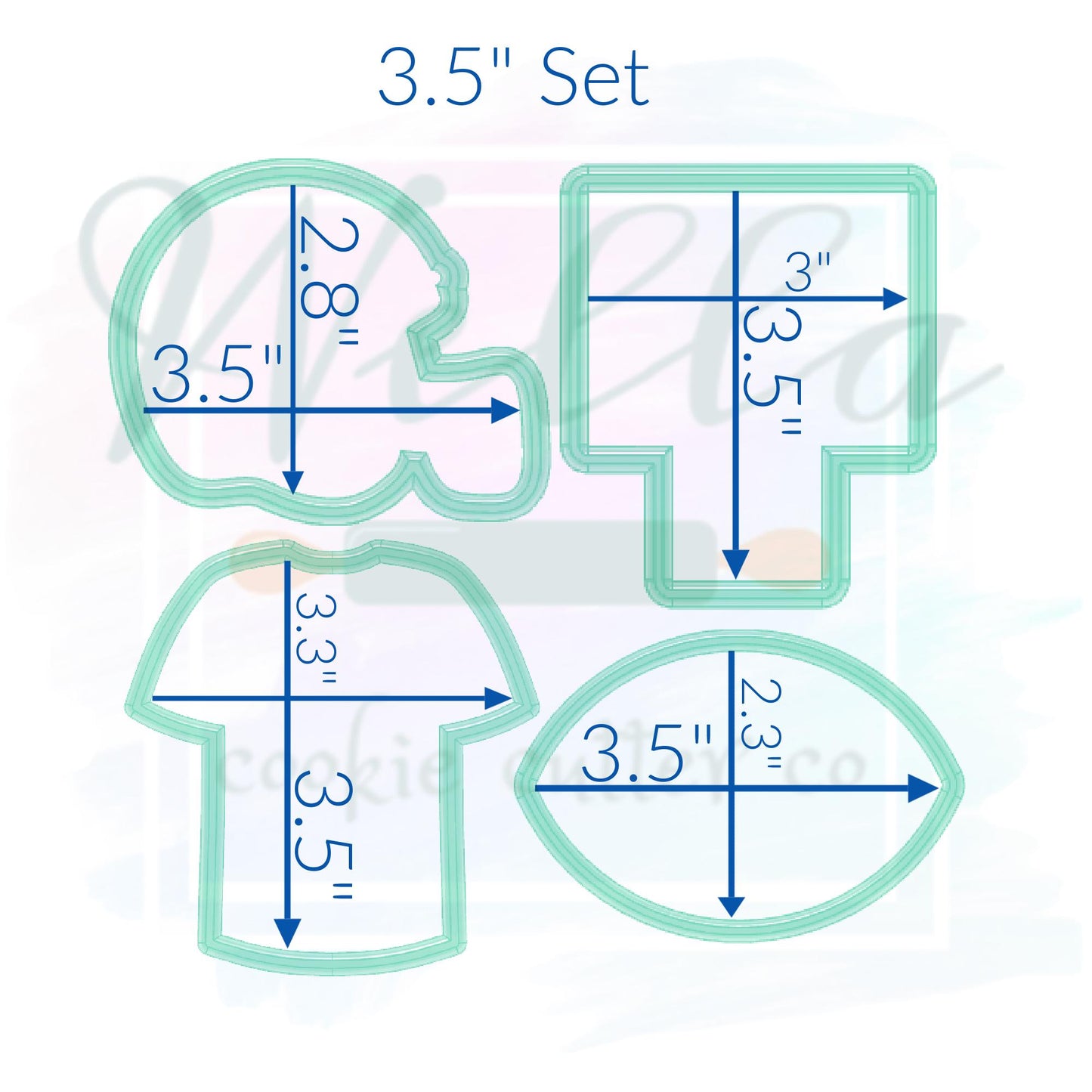 Football Cookie Cutter Set - Set of 4 Cookie Cutters
