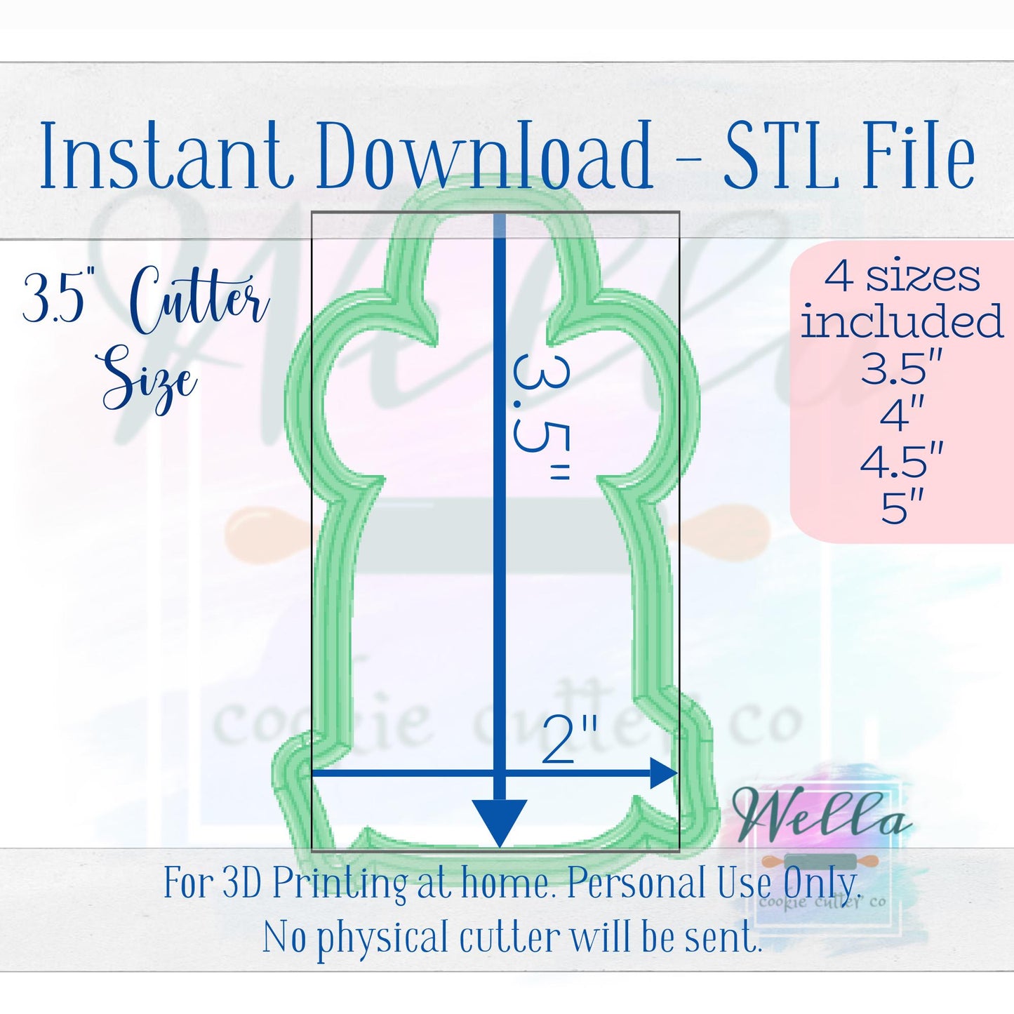Digital STL File - Champagne Bottle with Long Bow Cookie Cutter - 4 Sizes Included: 3.5", 4", 4.5" & 5"