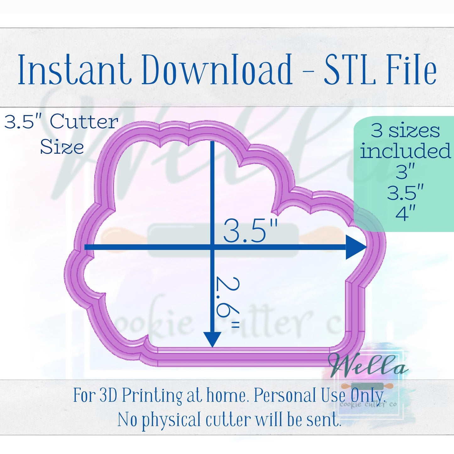 Digital STL File - Car Cookie Text Cookie Cutter - 3 Sizes: 3", 3.5", & 4"