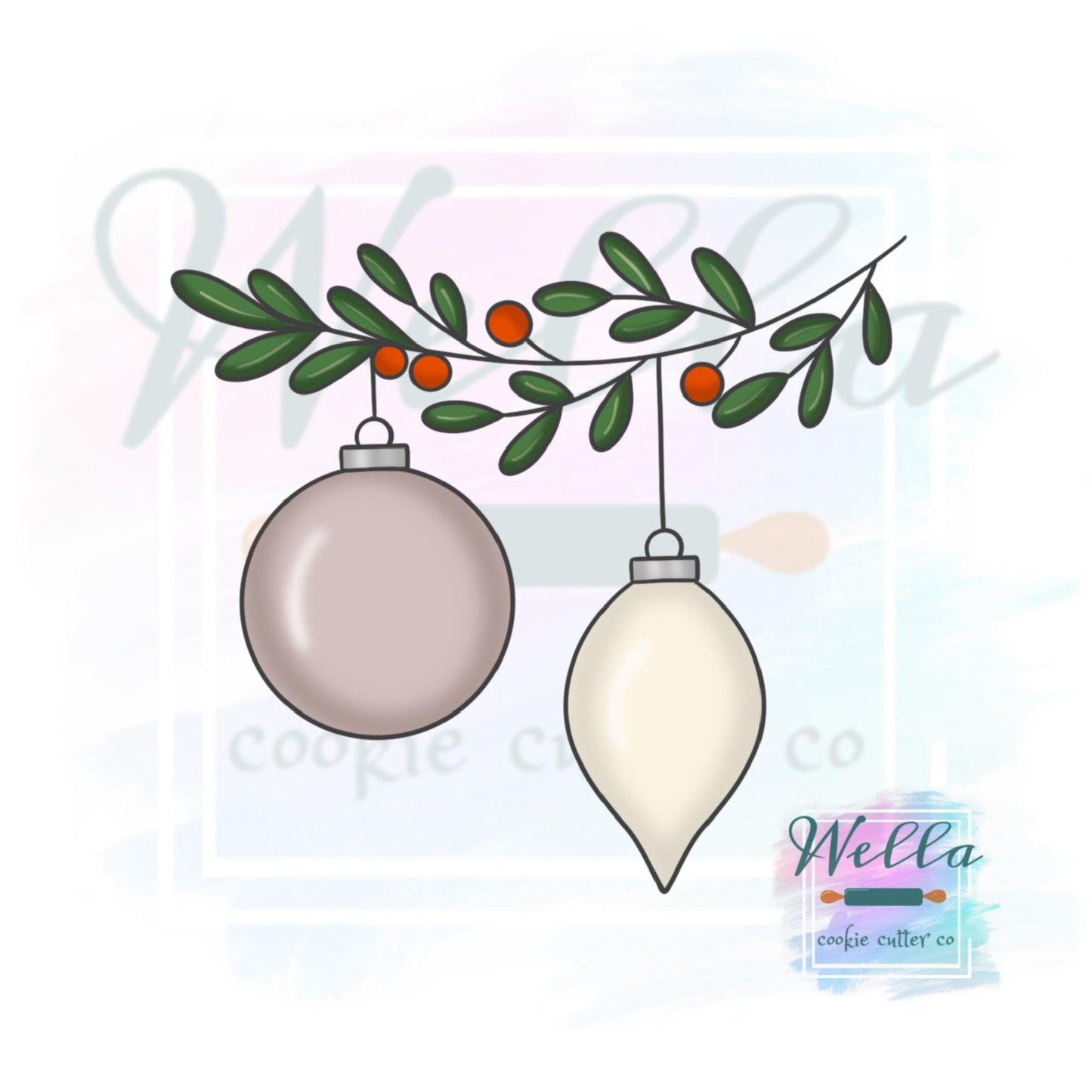 Hanging Ornaments on Branch Cookie Cutter