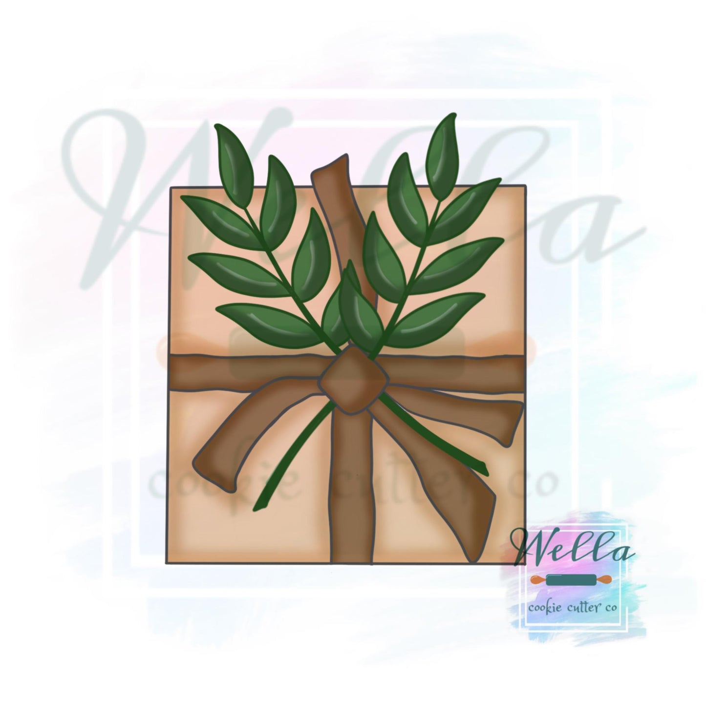 Present with Greenery Cookie Cutter