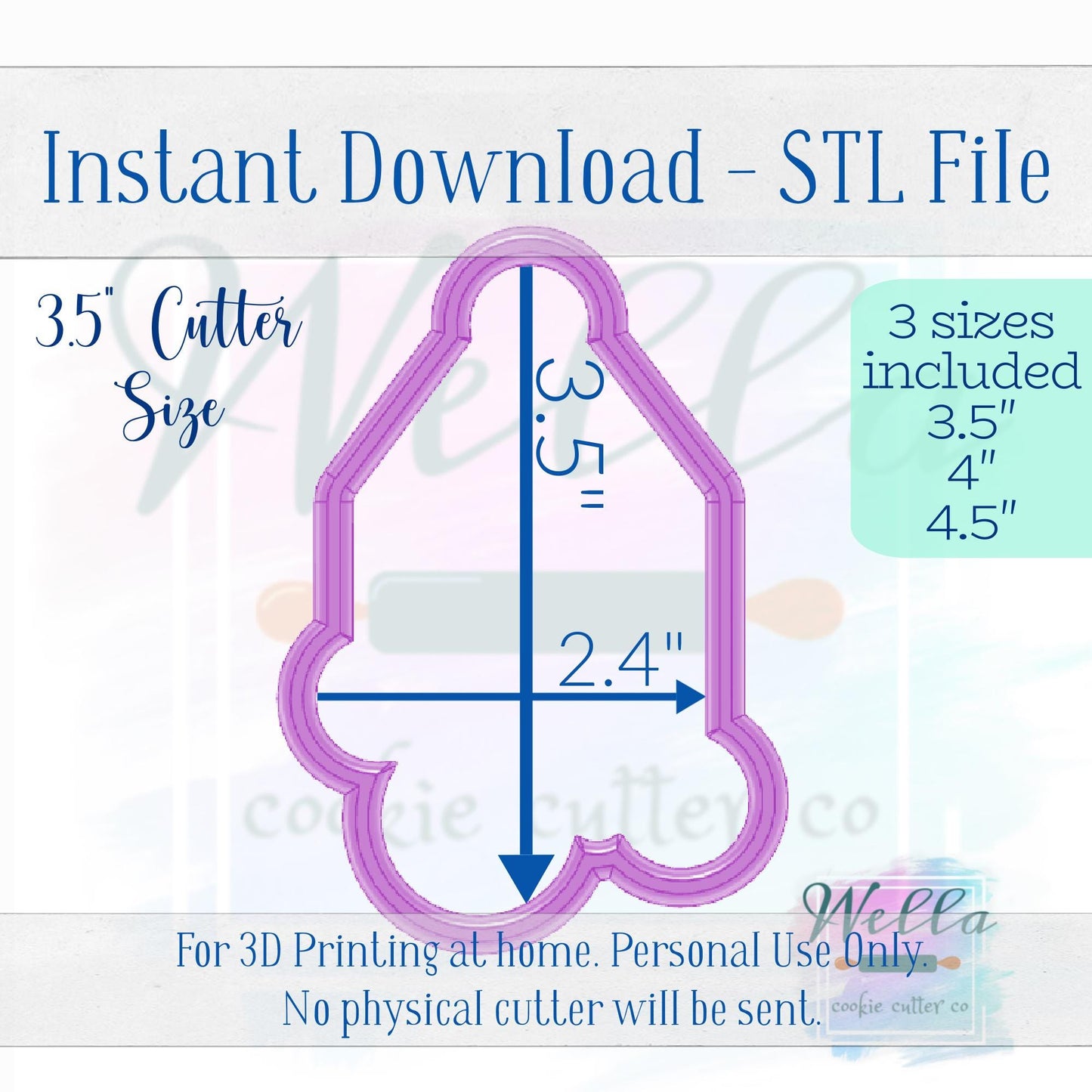 Digital STL File - Baby Mobile Cookie Cutter - 3 Sizes: 3.5", 4" & 4.5"
