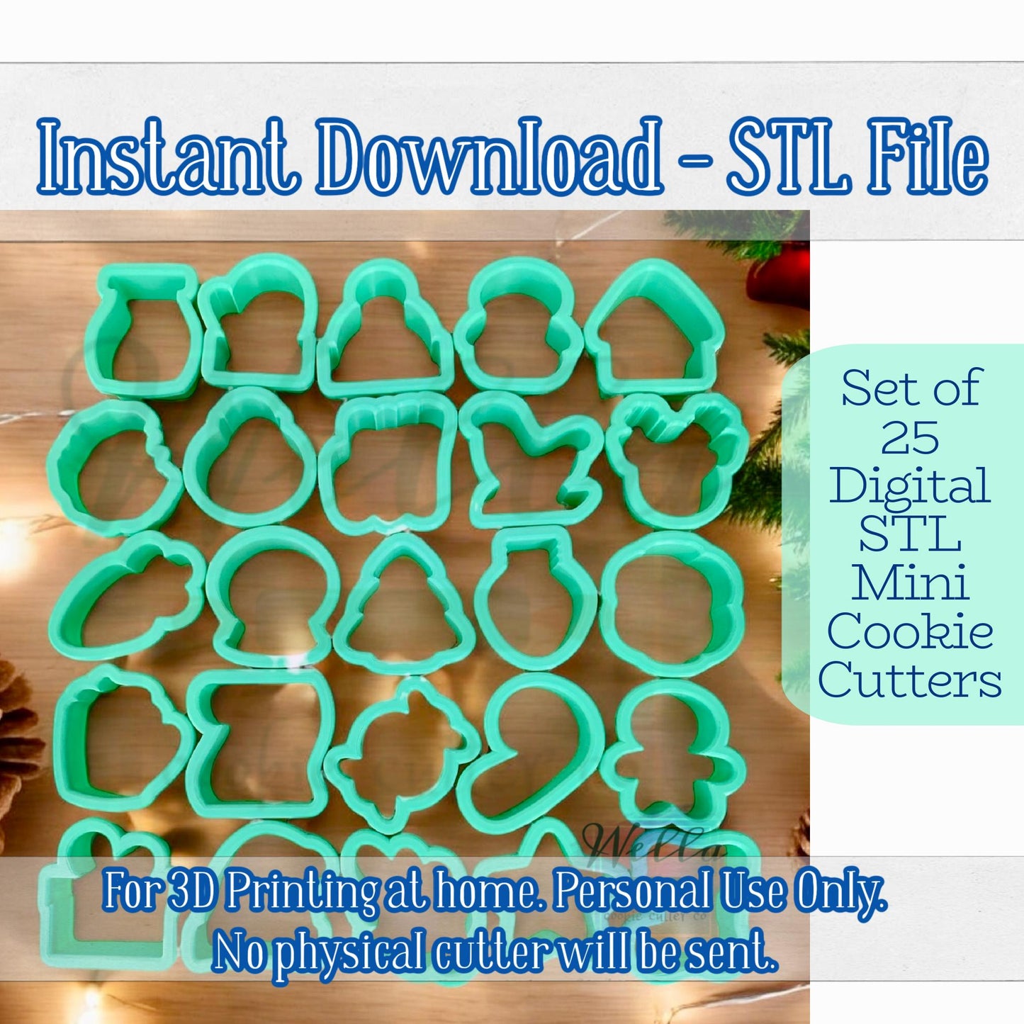Digital STL File - Christmas Advent Mini Set Cookie Cutters - 25 Cutters Included
