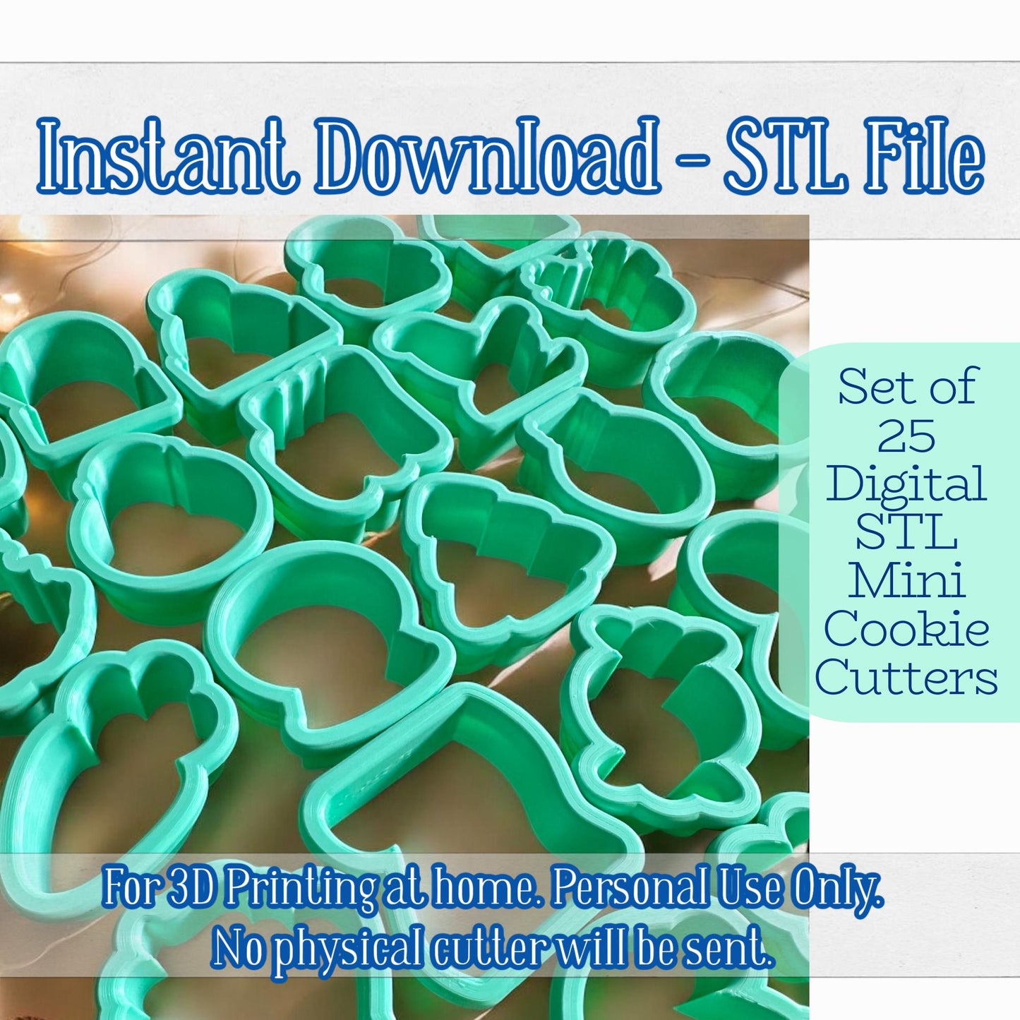 Digital STL File - Christmas Advent Mini Set Cookie Cutters - 25 Cutters Included