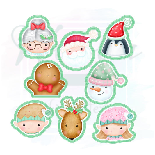 Santa & Friends Faces Cookie Cutter Set, Christmas Cookie Cutters