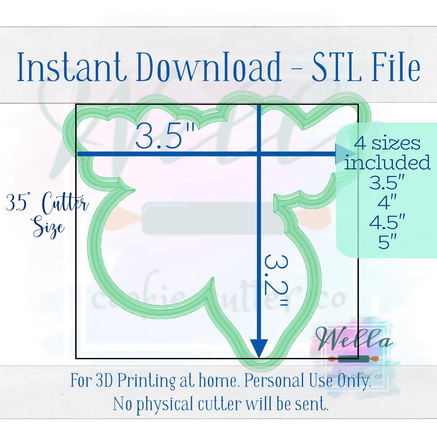 Digital STL File - Ornaments Hanging on Branch Cookie Cutter - 4 Sizes: 3.5", 4", 4.5" & 5"