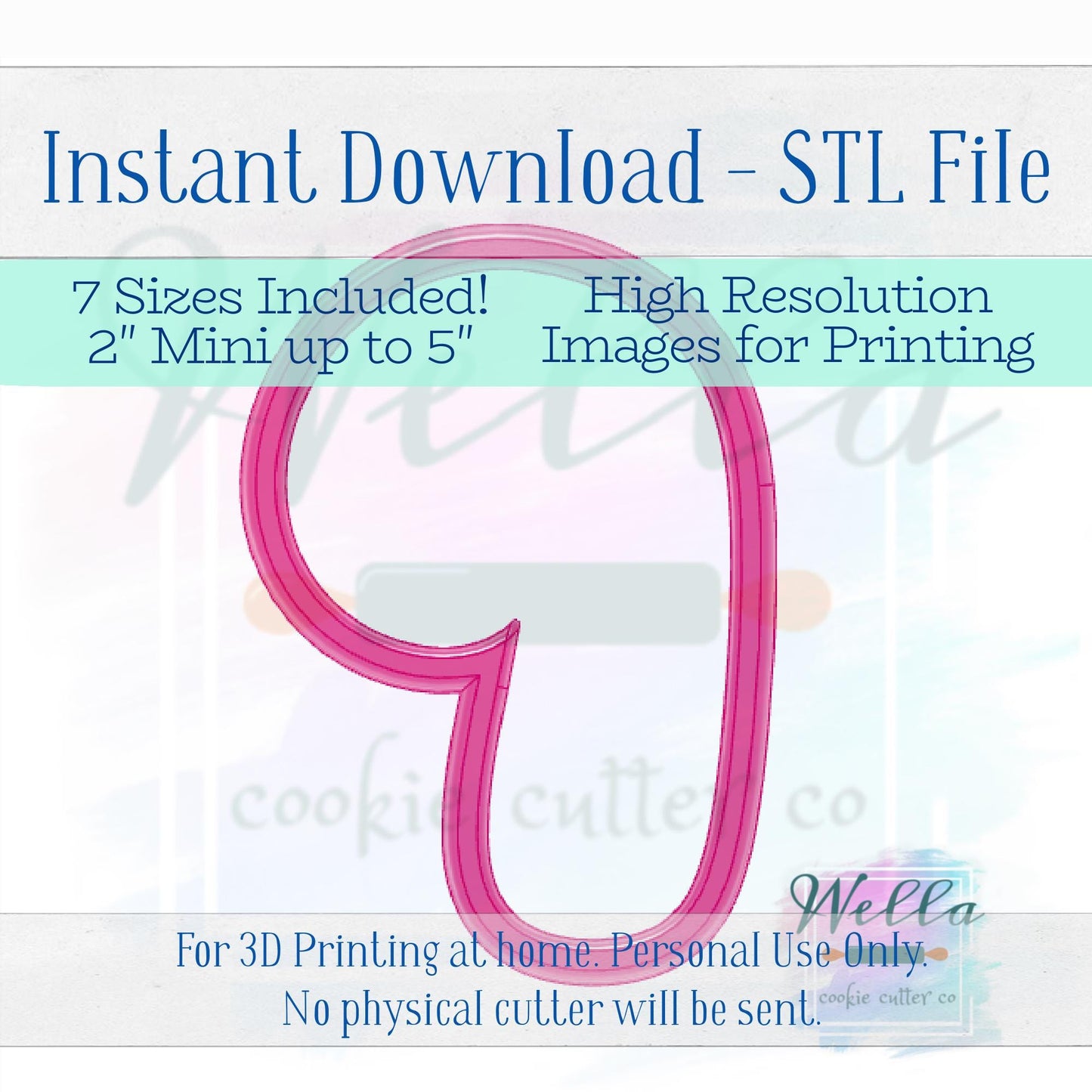 Digital STL Files - Chubby Candy Cane Cookie Cutters - 7 Sizes Included plus High-Resolution PNGs
