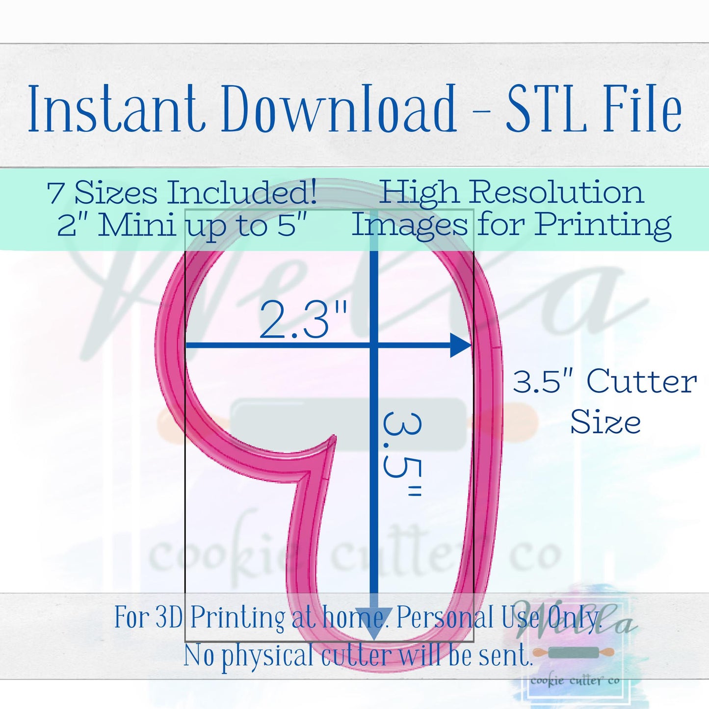 Digital STL Files - Chubby Candy Cane Cookie Cutters - 7 Sizes Included plus High-Resolution PNGs